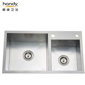 桓迪不锈钢台上盆手工水槽双槽 HD-7843H