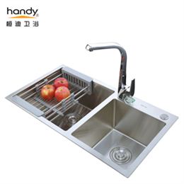 桓迪台上盆手工水槽双槽 HD-8143H