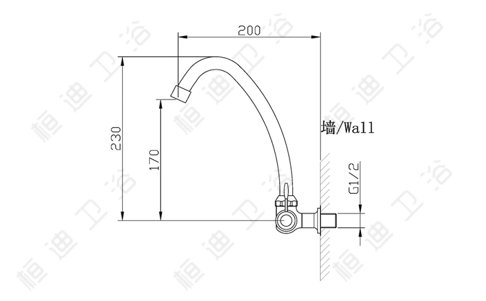 水龙头批发 桓迪单冷厨房水龙头 HD-5C18