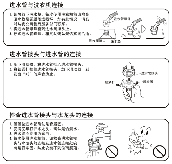 进水管与洗衣机连接