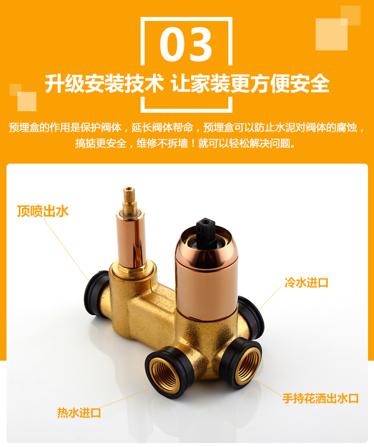 桓迪入墙式预埋盒暗装淋浴花洒套装 HD-6E03