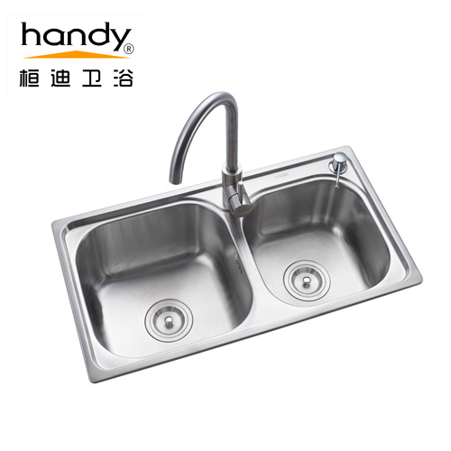 桓迪304不锈钢拉伸水槽双槽 HD-8143